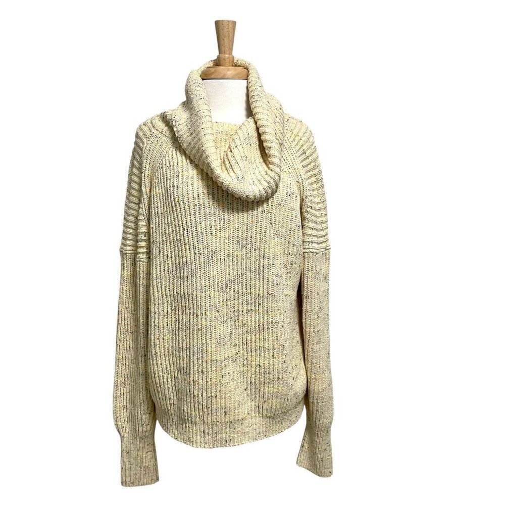 Free People Ribbed Cowl-Neck Dolman Sleeve Knit Speckled Sweater size Small